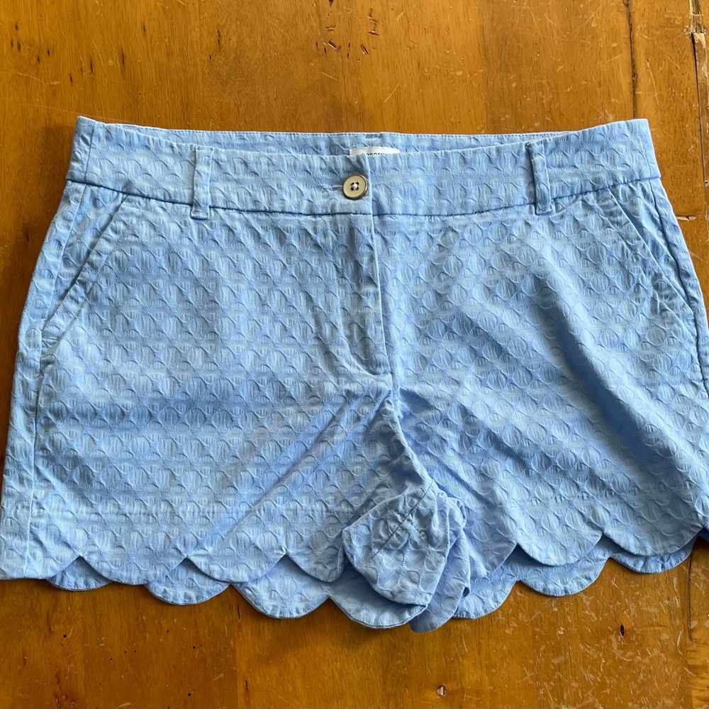 Crown & Ivy Sky Blue High Waist Scalloped Shorts